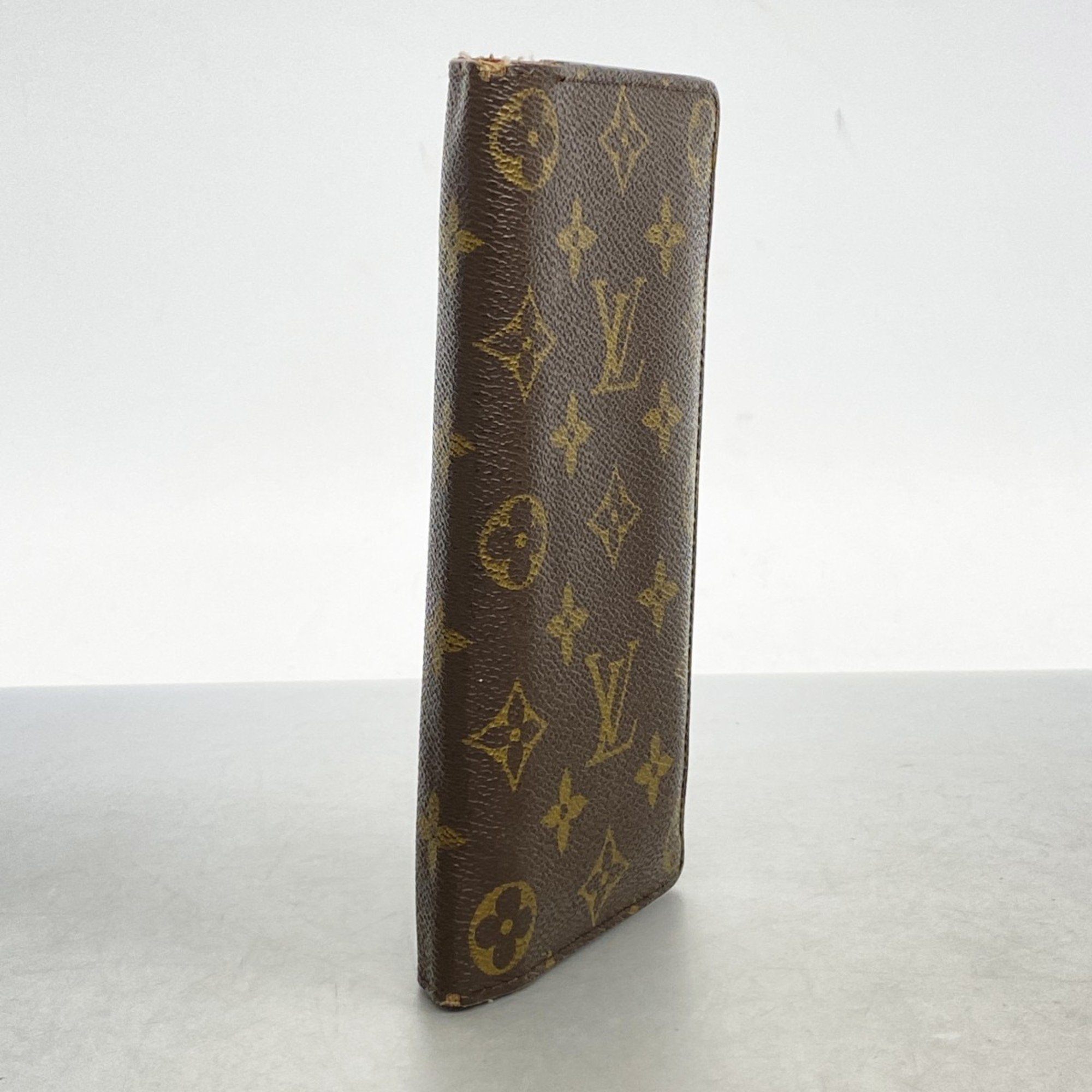 Louis Vuitton Long Wallet Monogram Portefeuille Brazza M66540 Brown Men's