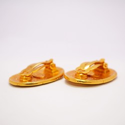 Chanel Earrings Coco Mark Oval GP Plated Gold Ladies