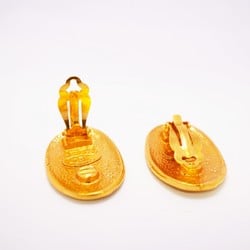 Chanel Earrings Coco Mark Oval GP Plated Gold Ladies