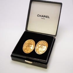 Chanel Earrings Coco Mark Oval GP Plated Gold Ladies