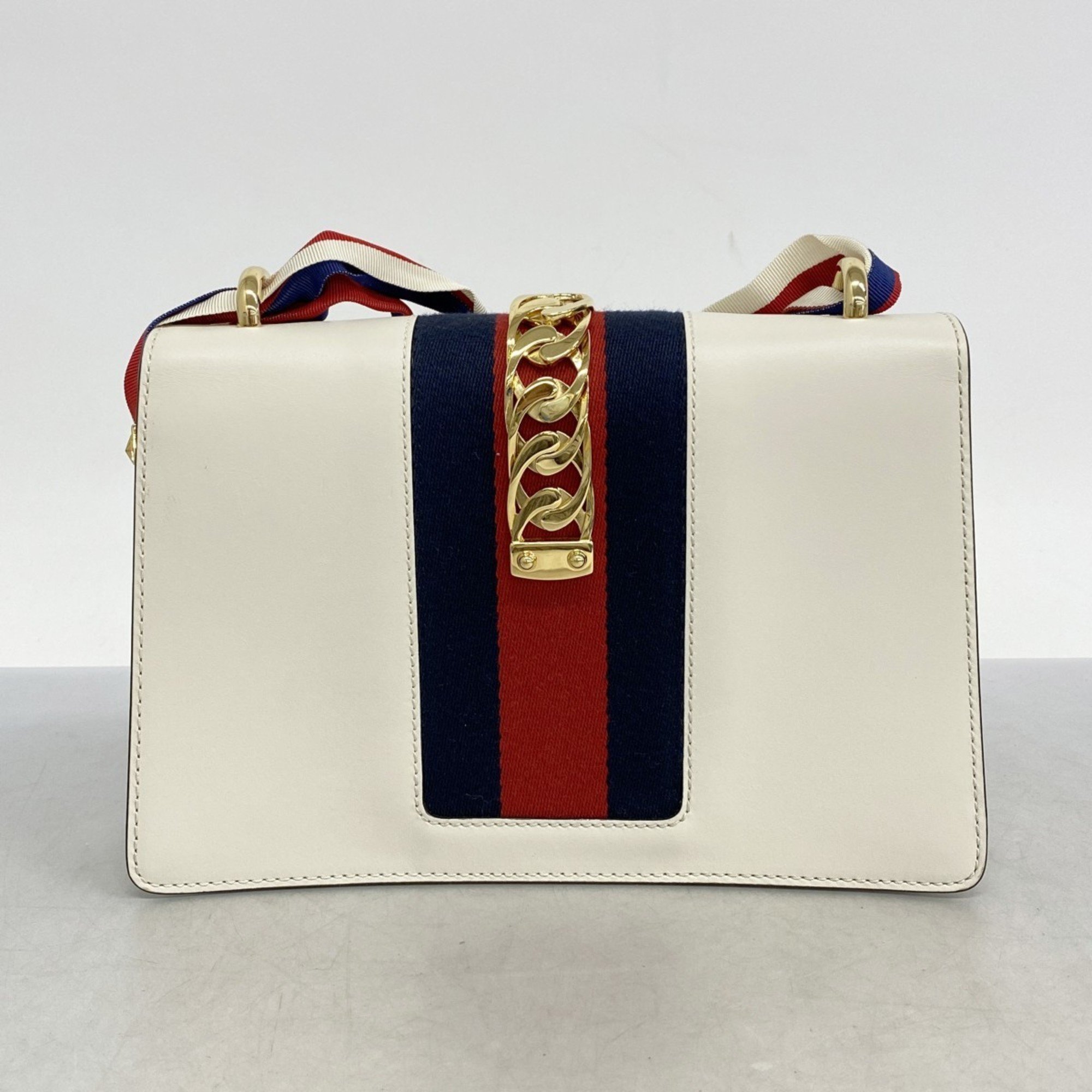 Gucci Shoulder Bag Sherry Line 421882 Leather White Women's