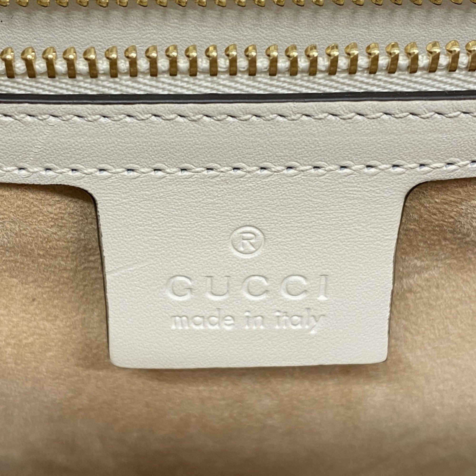 Gucci Shoulder Bag Sherry Line 421882 Leather White Women's