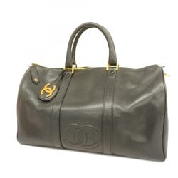 Chanel Boston Bag Caviar Skin Black Women's