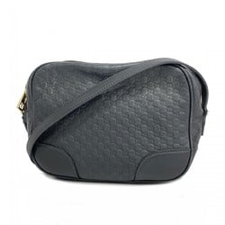 Gucci Shoulder Bag Micro Guccissima 449413 Leather Black Women's