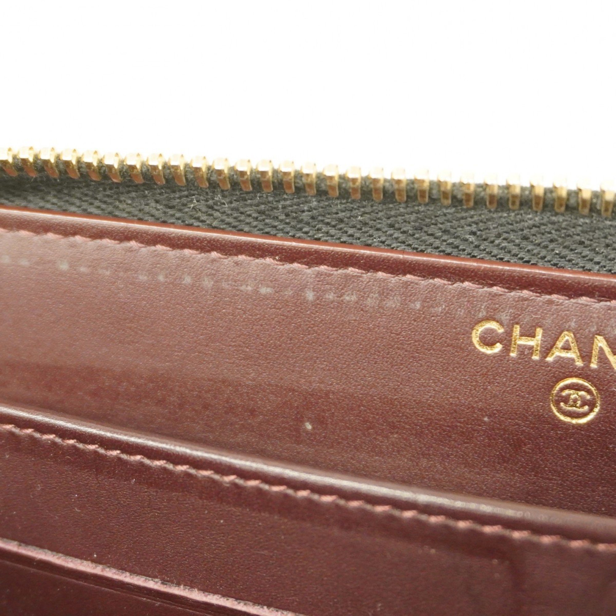 Chanel Long Wallet Matelasse Caviar Skin Black Women's