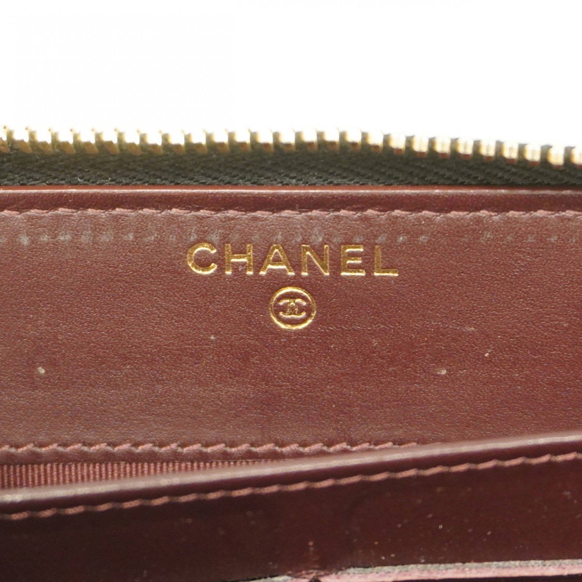 Chanel Long Wallet Matelasse Caviar Skin Black Women's