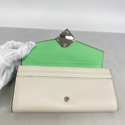 Fendi Long Wallet FF Diamond Leather Beige Green Women's