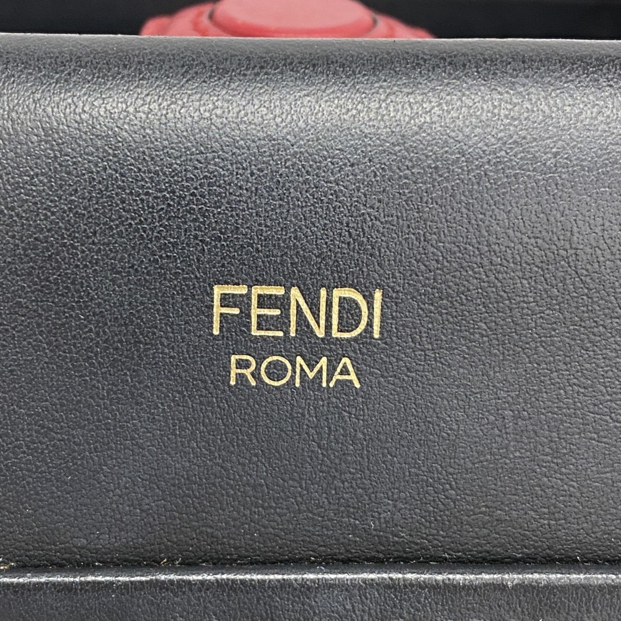 Fendi Handbag Zucca Runaway Leather Black Brown Women's