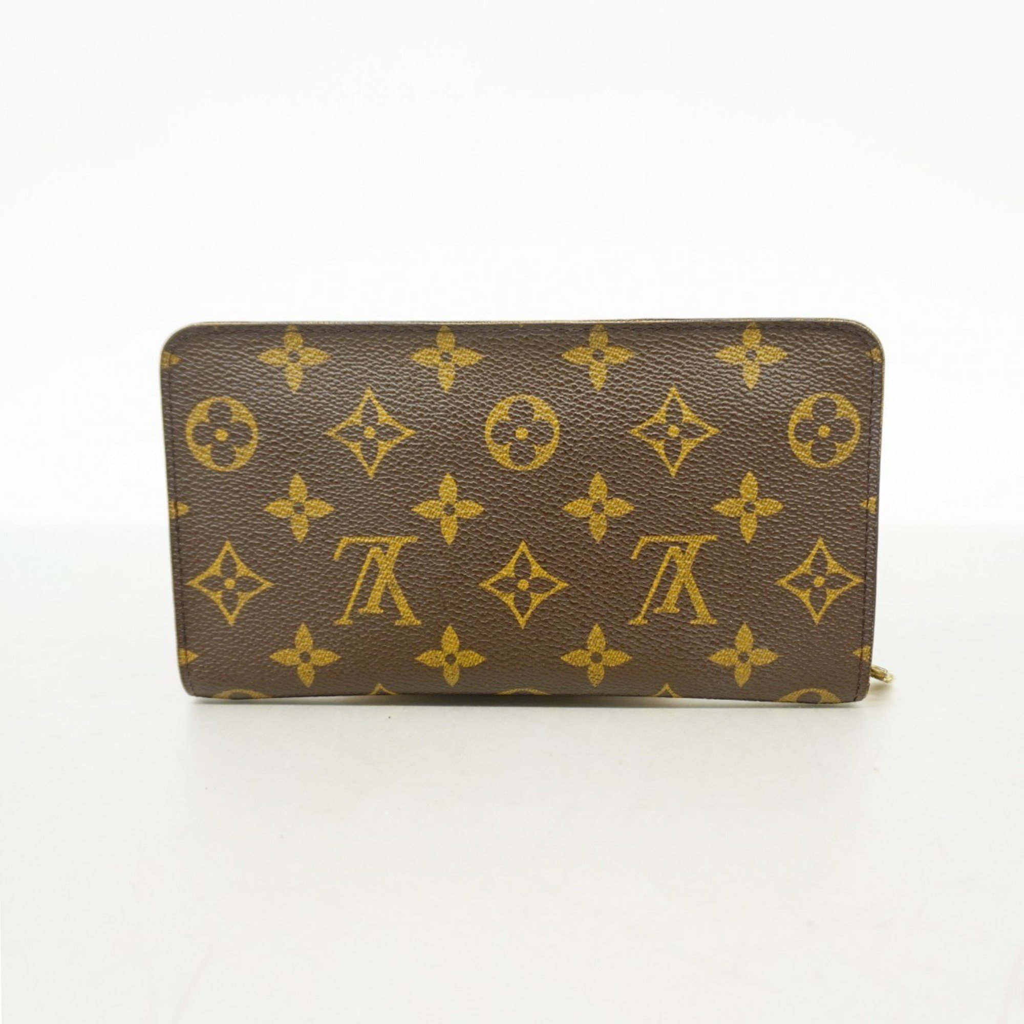 Louis Vuitton Long Wallet Monogram Porto Mone Zip M61727 Brown Women's