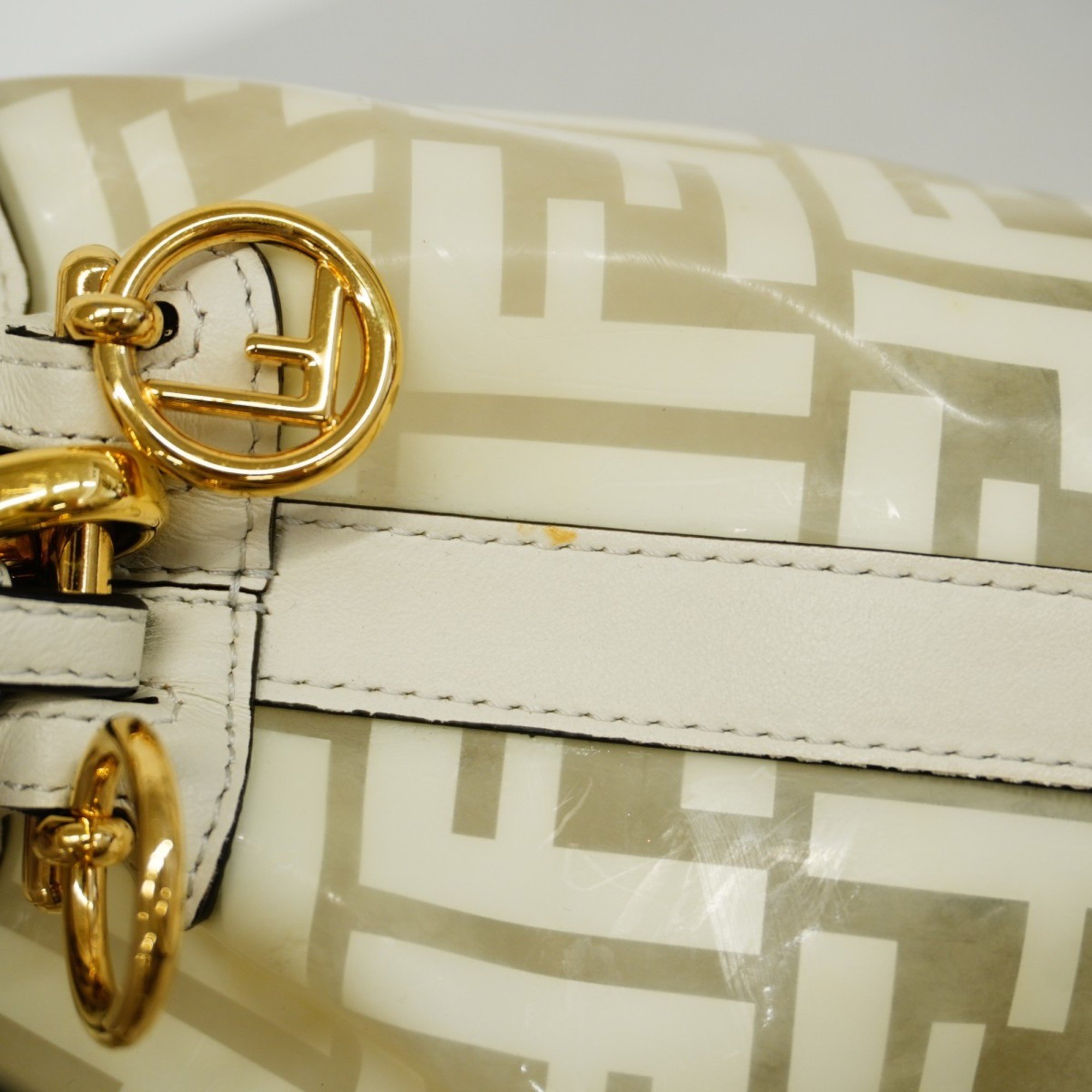 Fendi handbag Zucca Montresor leather vinyl white ladies