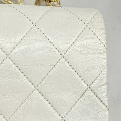 Chanel Shoulder Bag Matelasse Lambskin White Women's