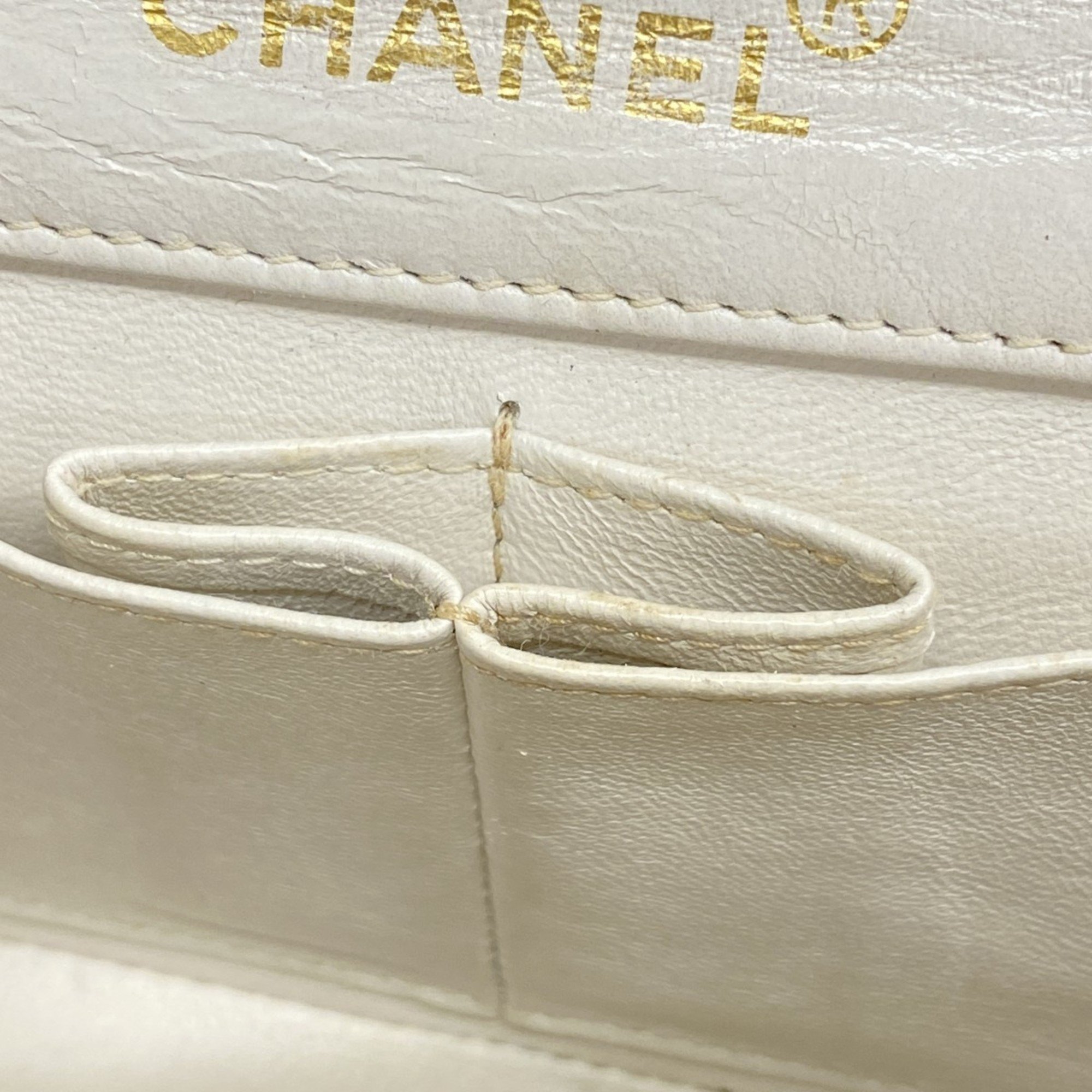 Chanel Shoulder Bag Matelasse Lambskin White Women's