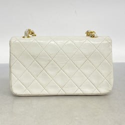 Chanel Shoulder Bag Matelasse Lambskin White Women's