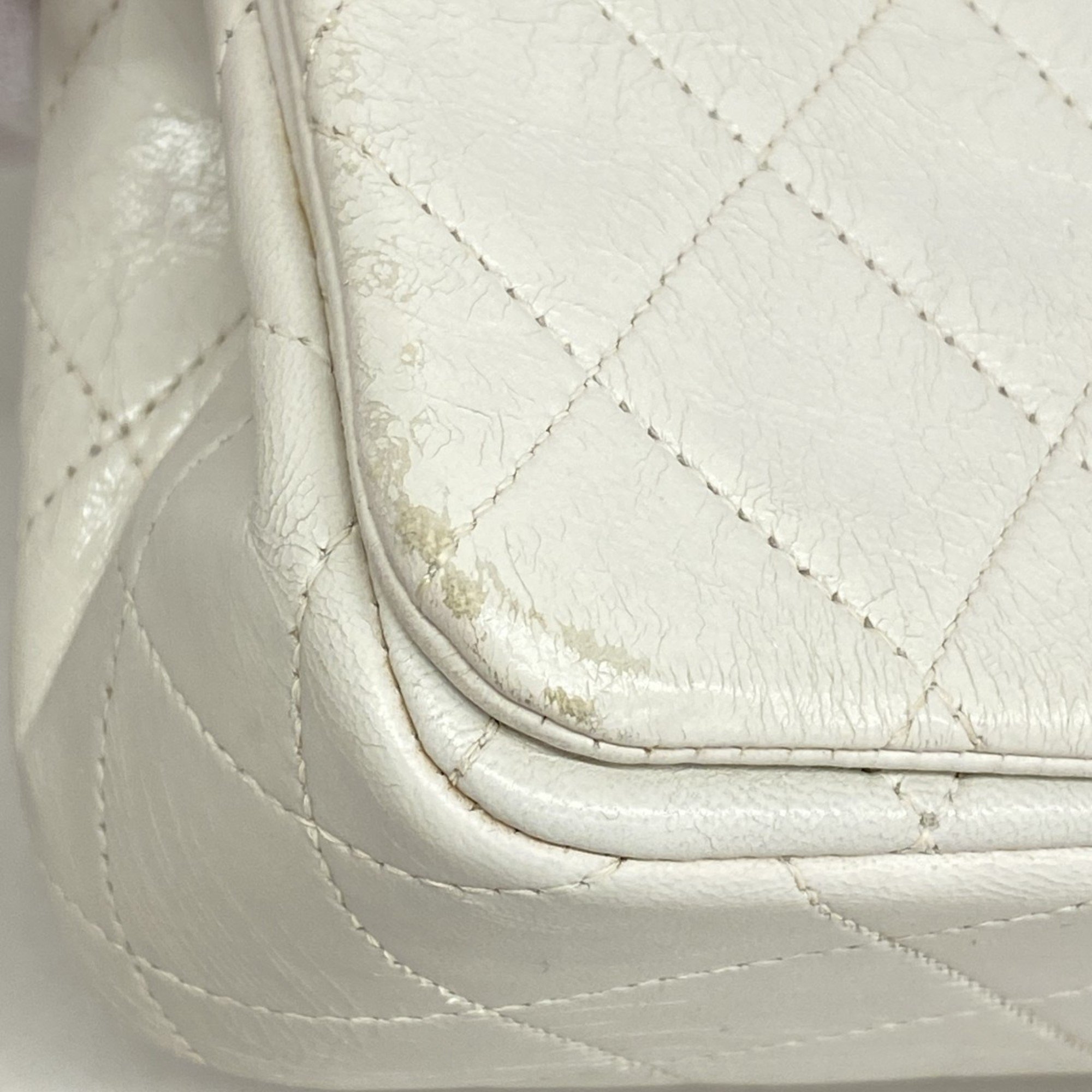 Chanel Shoulder Bag Matelasse Lambskin White Women's