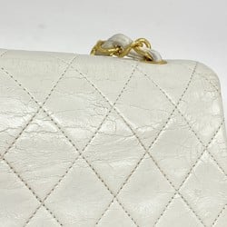 Chanel Shoulder Bag Matelasse Lambskin White Women's