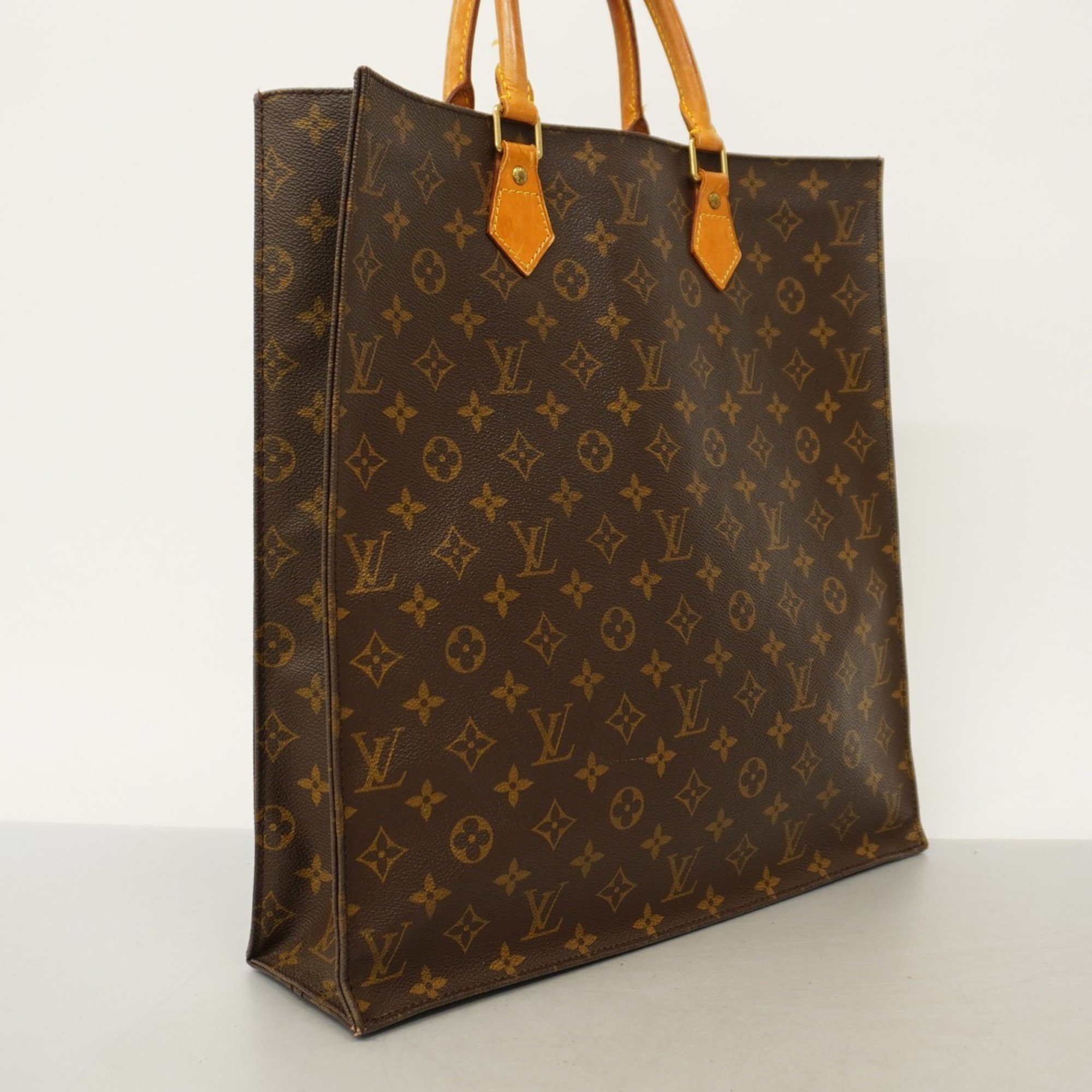 Louis Vuitton Tote Bag Monogram Sac Plat M51140 Brown Women's