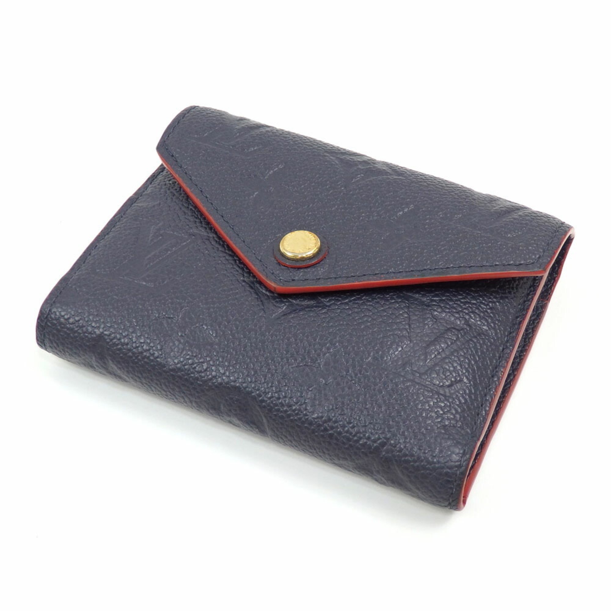 Louis Vuitton Tri-fold Wallet Monogram Empreinte Portefeuille Victorine Women's M64577 Marine Rouge