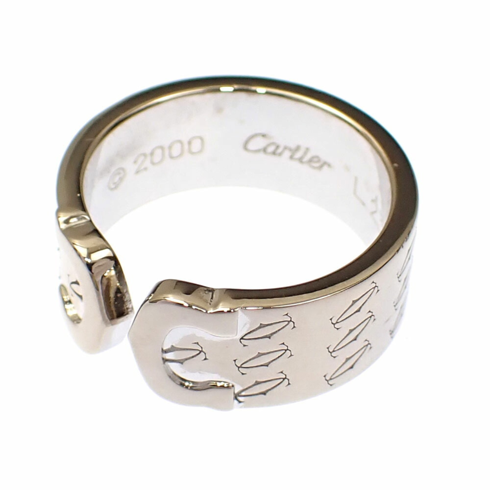 Cartier 2C Happy Birthday Ring for Women, K18WG, Size 13.5, #54, 12.5g, 750, 18K White Gold, 2000 Limited Edition, Birthday, A214632