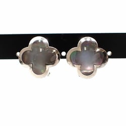 Van Cleef & Arpels Pure Alhambra Earrings for Women, Black Shell, K18WG, 11.5g, 750, 18K White Gold, VCA