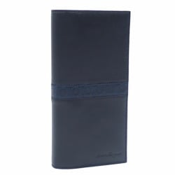 Salvatore Ferragamo Men's Bi-fold Long Wallet Black Navy Leather IY-668934 A215164