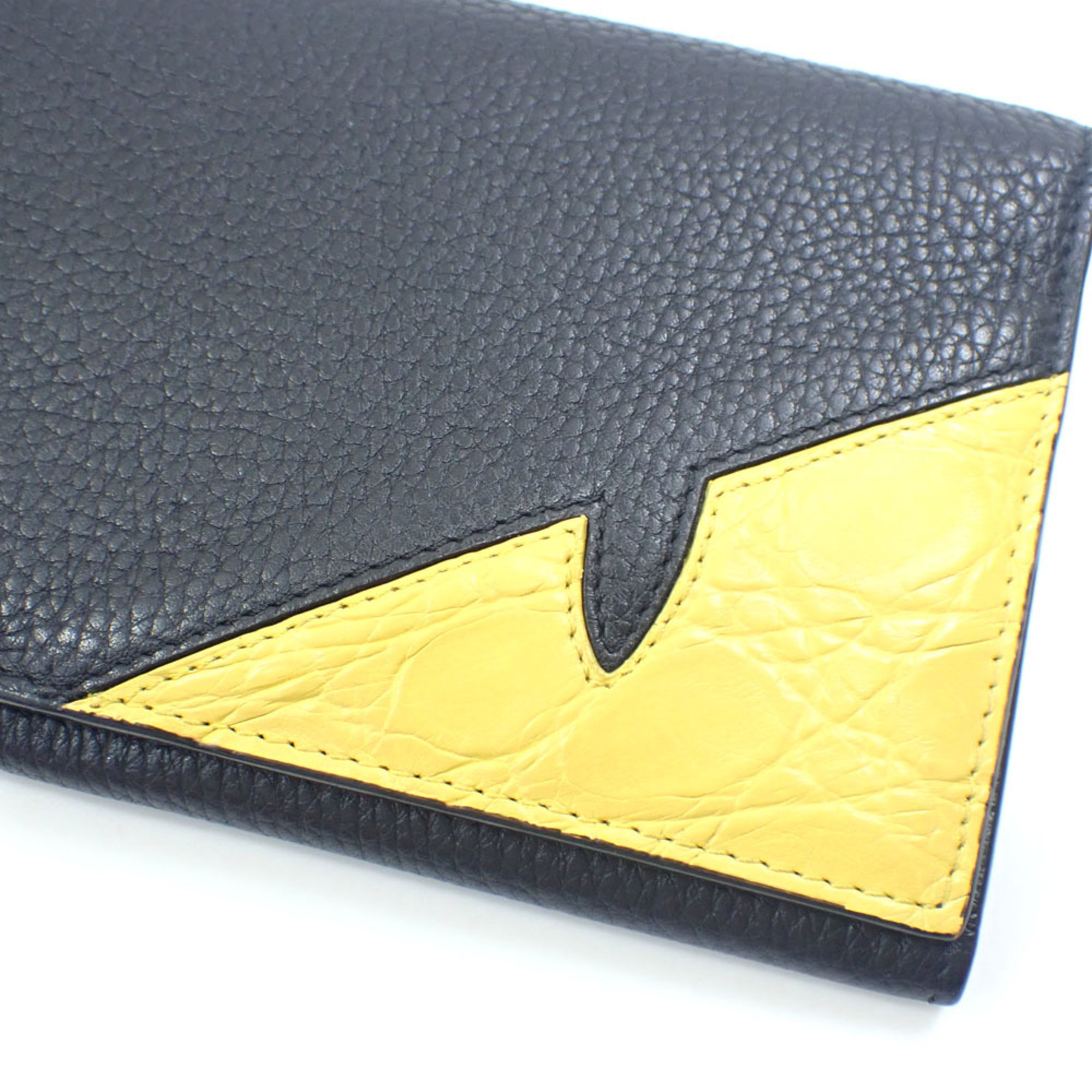 Fendi Men's Bi-fold Long Wallet Black Leather 7M0264 A8V7 F0R2A Monster A215140