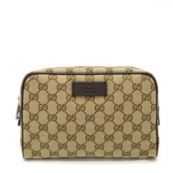 GUCCI GG canvas body bag, waist pouch, leather, beige, dark brown, 449174