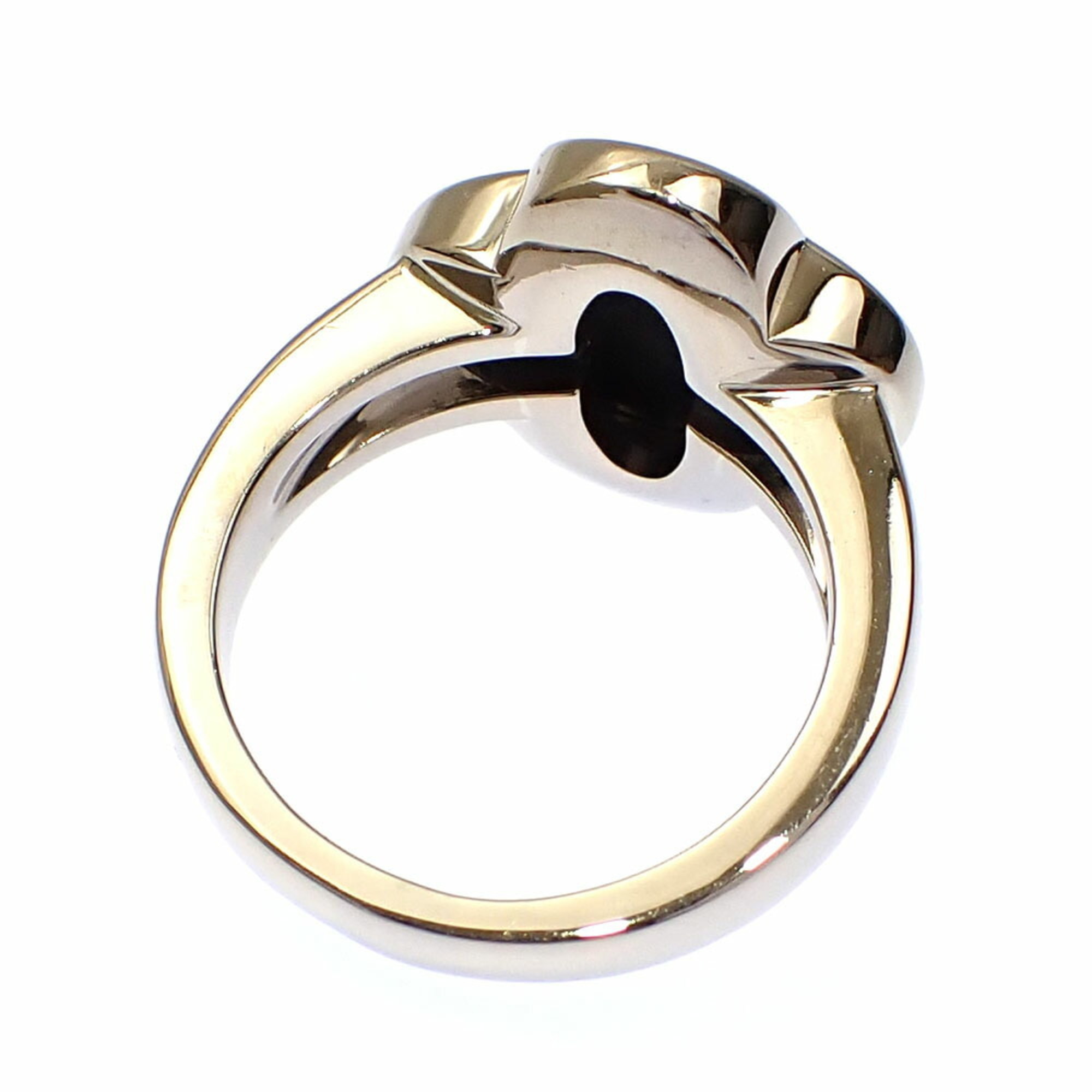 Van Cleef & Arpels Pure Alhambra Ring for Women, Black Shell, K18WG, Size 12, #52, 10.9g, 750, 18K White Gold