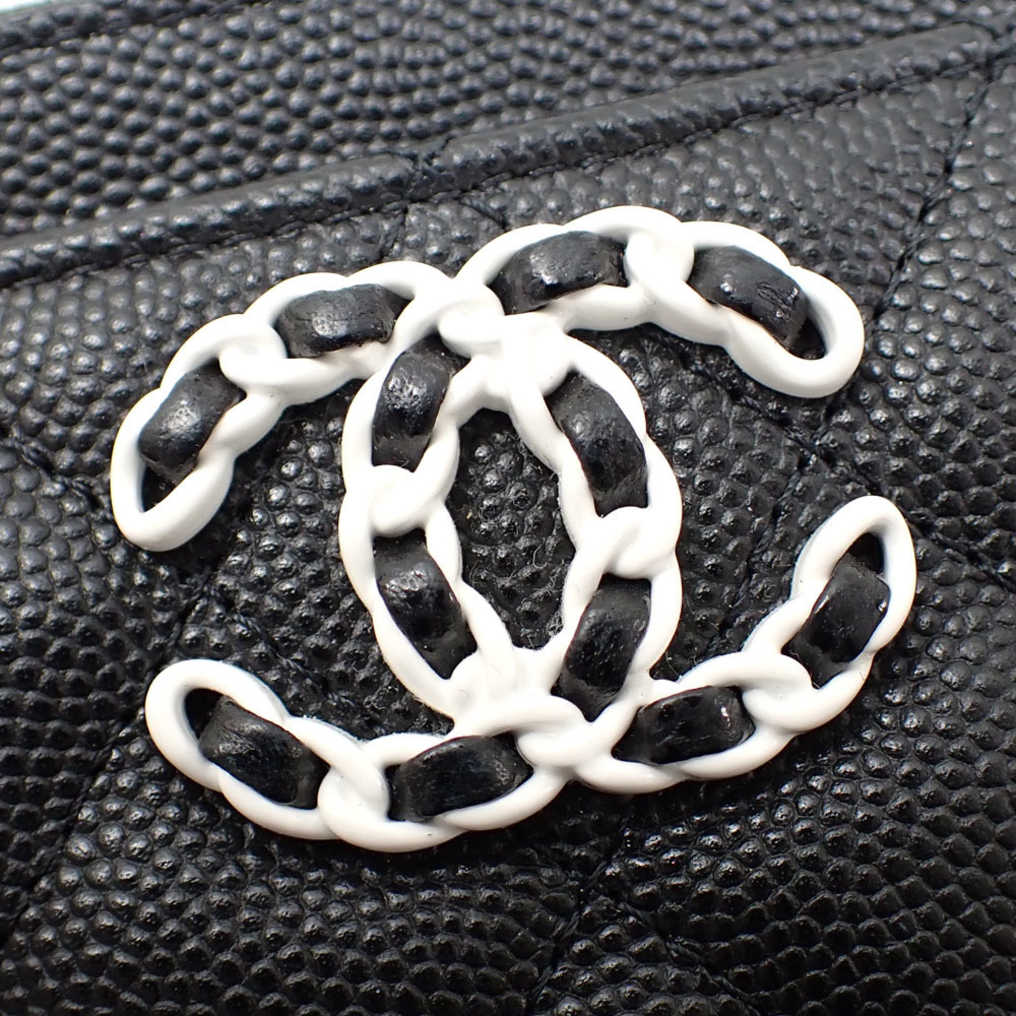 Chanel coin case, matelasse, women's, black, caviar skin, 19, Disneuf, purse, Coco mark