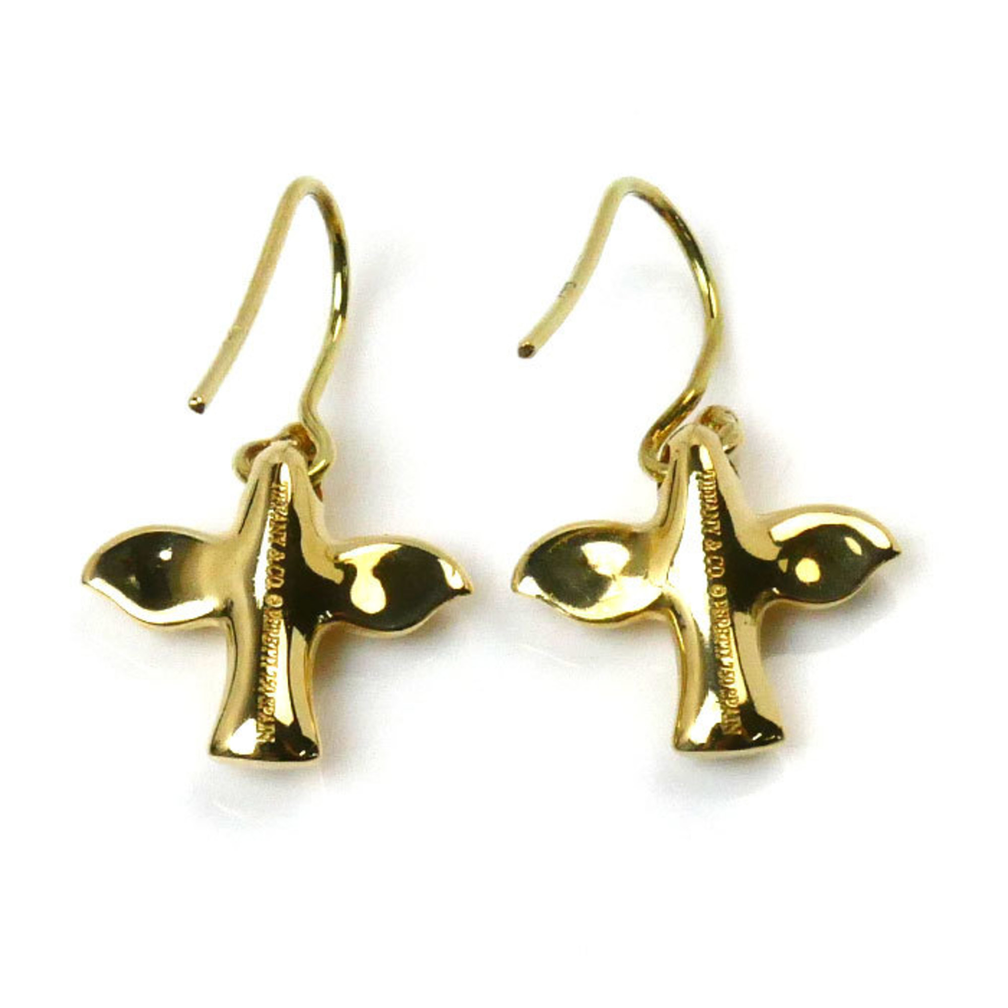 TIFFANY&Co. Tiffany K18YG Yellow Gold Bird Cross Earrings 4.5g for Women