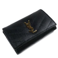 Yves Saint Laurent SAINT LAURENT PARIS Saint Laurent Paris Cassandra V-stitch key case black 736236 for women