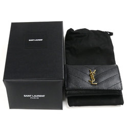 Yves Saint Laurent SAINT LAURENT PARIS Saint Laurent Paris Cassandra V-stitch key case black 736236 for women