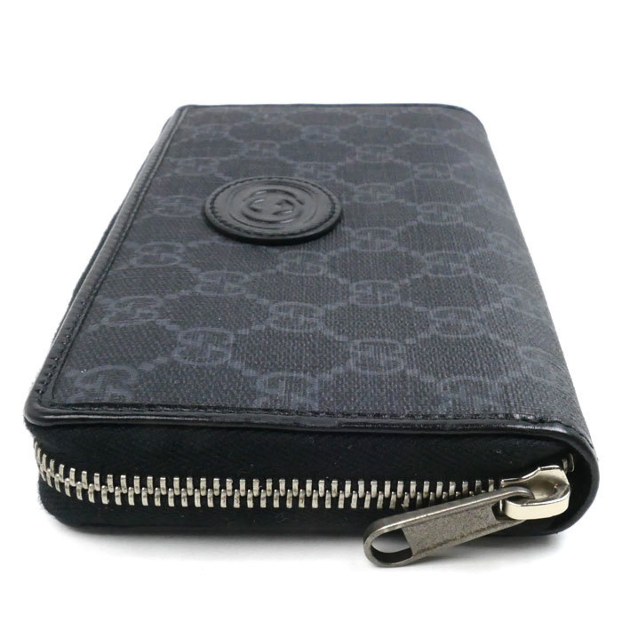 GUCCI Gucci Interlocking G Zip Around Long Wallet Round Black 673003 Men's