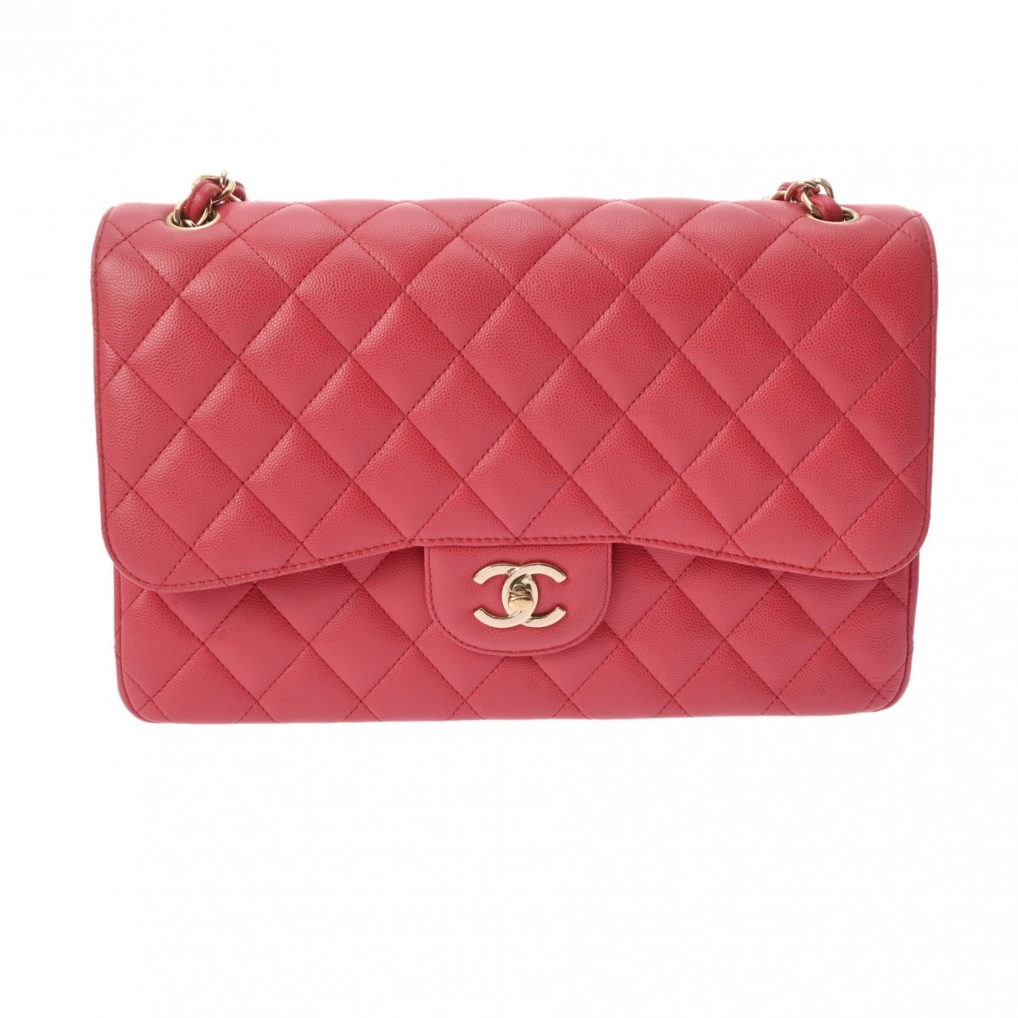 CHANEL Chanel Matelasse Chain Shoulder Double Flap 30cm Pink A58600 Women's Caviar Skin Bag