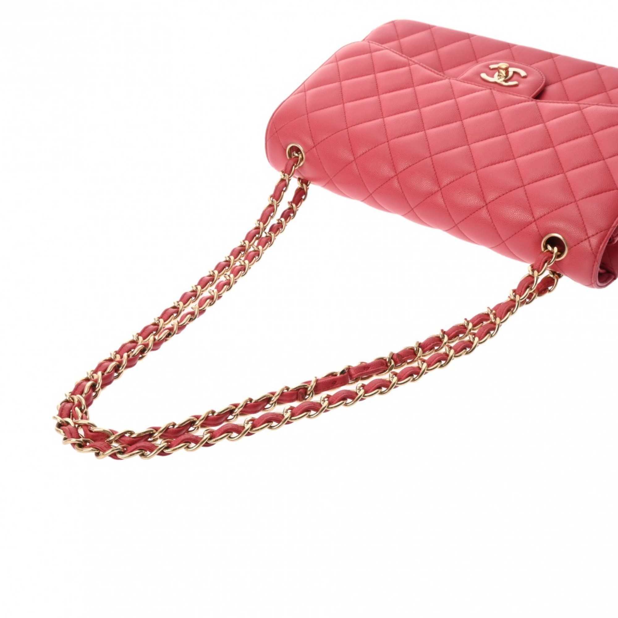 CHANEL Chanel Matelasse Chain Shoulder Double Flap 30cm Pink A58600 Women's Caviar Skin Bag