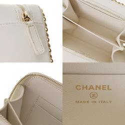 CHANEL CC Figley Small Vanity Chain Around White Women's Calf Shoulder Bag