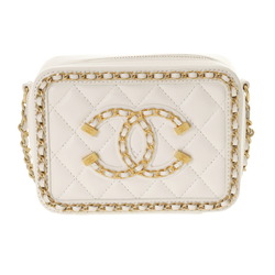 CHANEL CC Figley Small Vanity Chain Around White Women's Calf Shoulder Bag