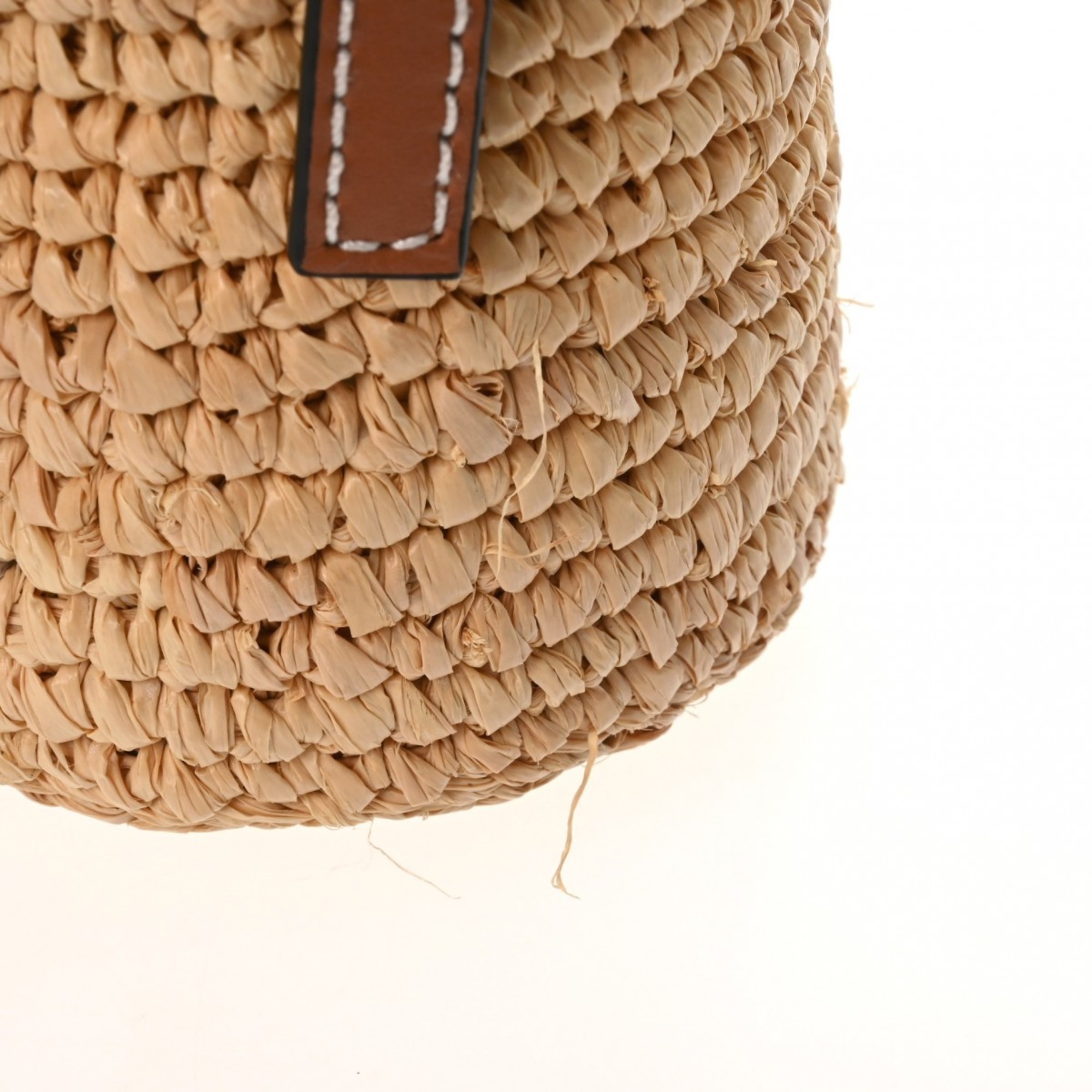 LOEWE Cylinder Pocket Beige/Brown C000P71X01 Women's Raffia Calf Shoulder Bag