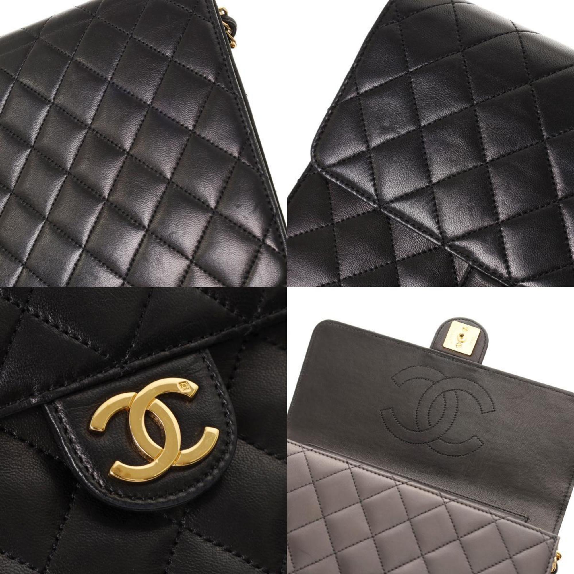 CHANEL Chanel Matelasse 22cm Chain Shoulder Black Women's Lambskin Bag