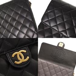 CHANEL Chanel Matelasse 22cm Chain Shoulder Black Women's Lambskin Bag