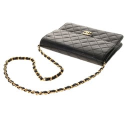 CHANEL Chanel Matelasse 22cm Chain Shoulder Black Women's Lambskin Bag