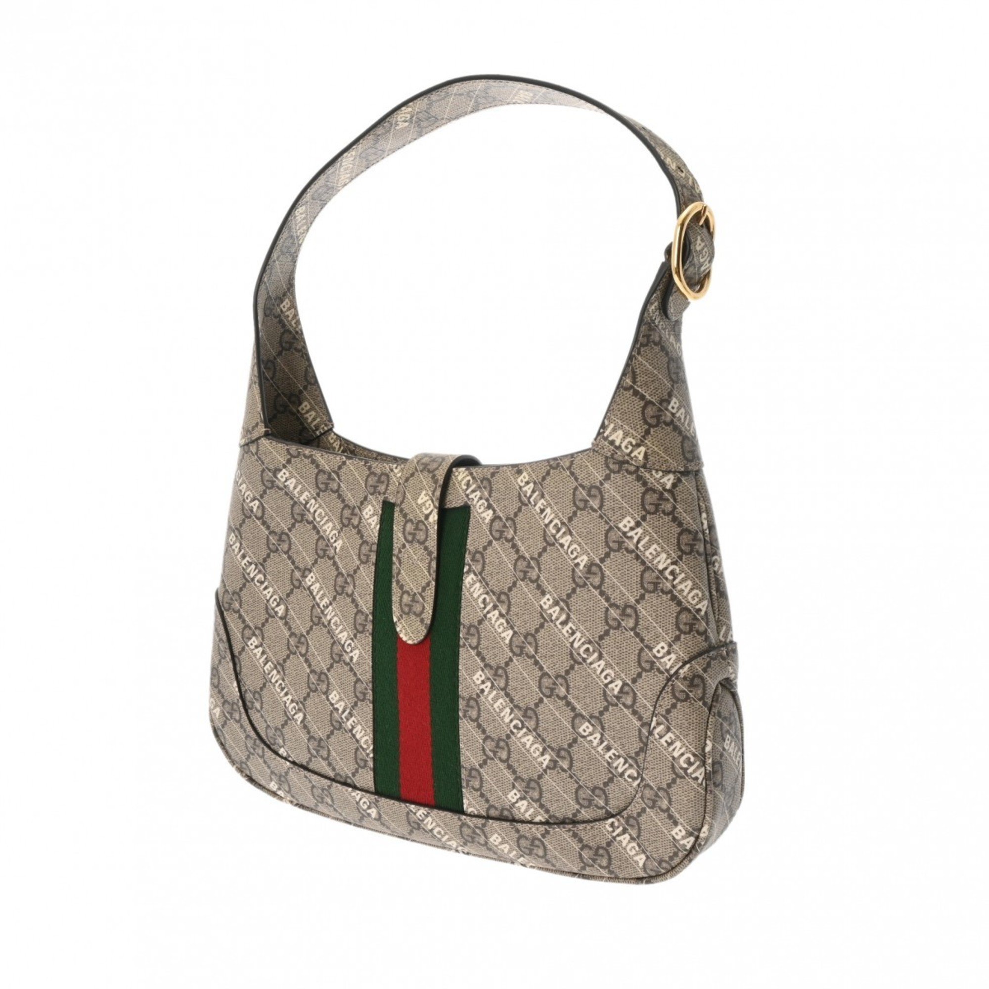 GUCCI GG Supreme Jackie 1961 The Hacker Project Balenciaga Collaboration Outlet Beige 636706 Women's PVC Shoulder Bag