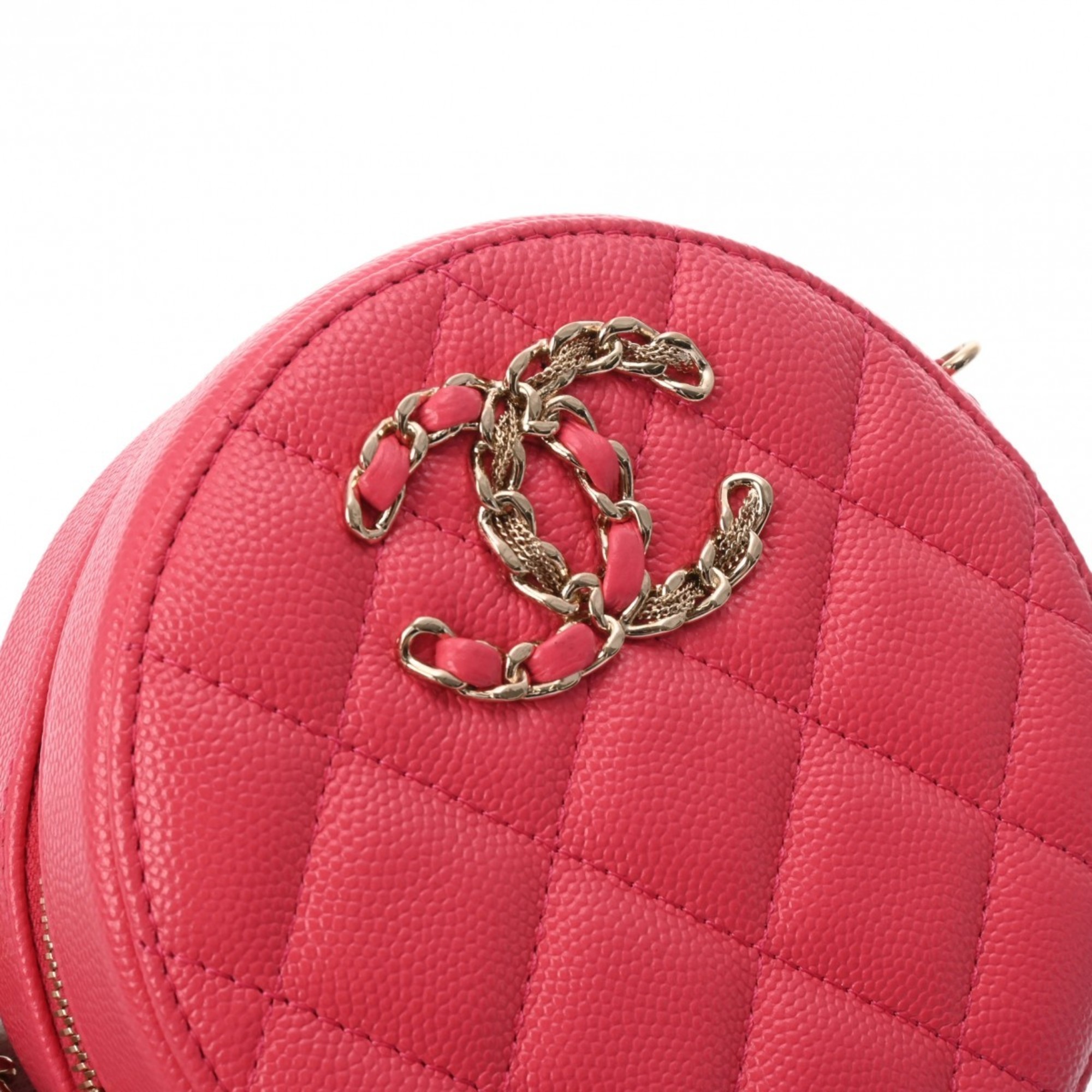 CHANEL Chanel Round Chain Shoulder Pink AP1805 Women's Caviar Skin Bag