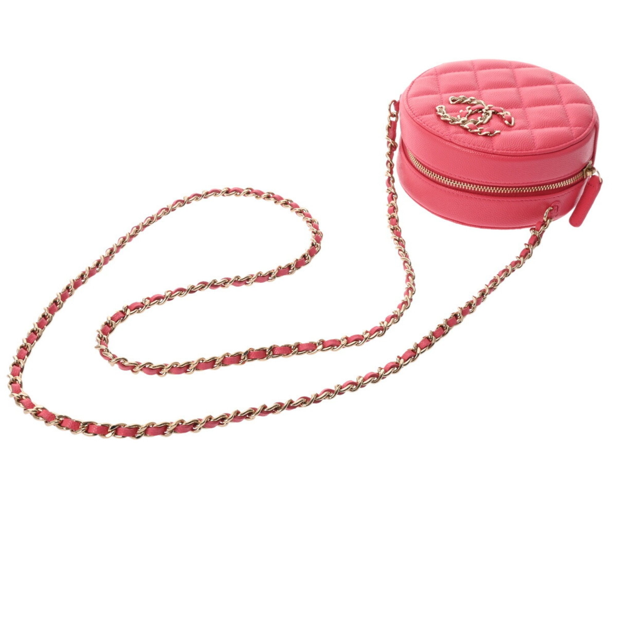 CHANEL Chanel Round Chain Shoulder Pink AP1805 Women's Caviar Skin Bag