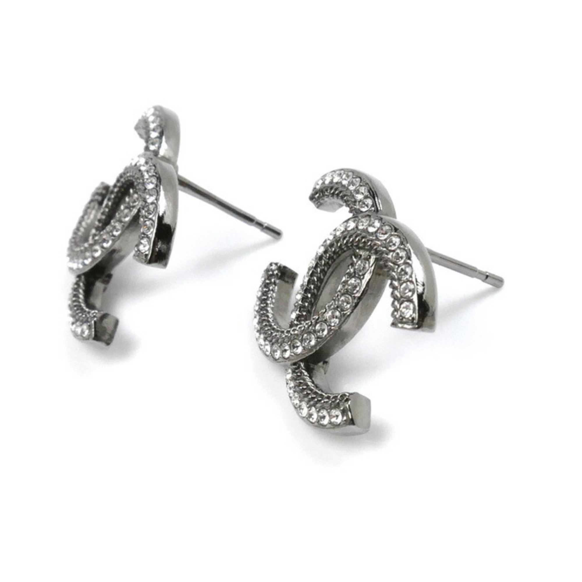 CHANEL Metal Coco Mark Rhinestone Earrings for Women