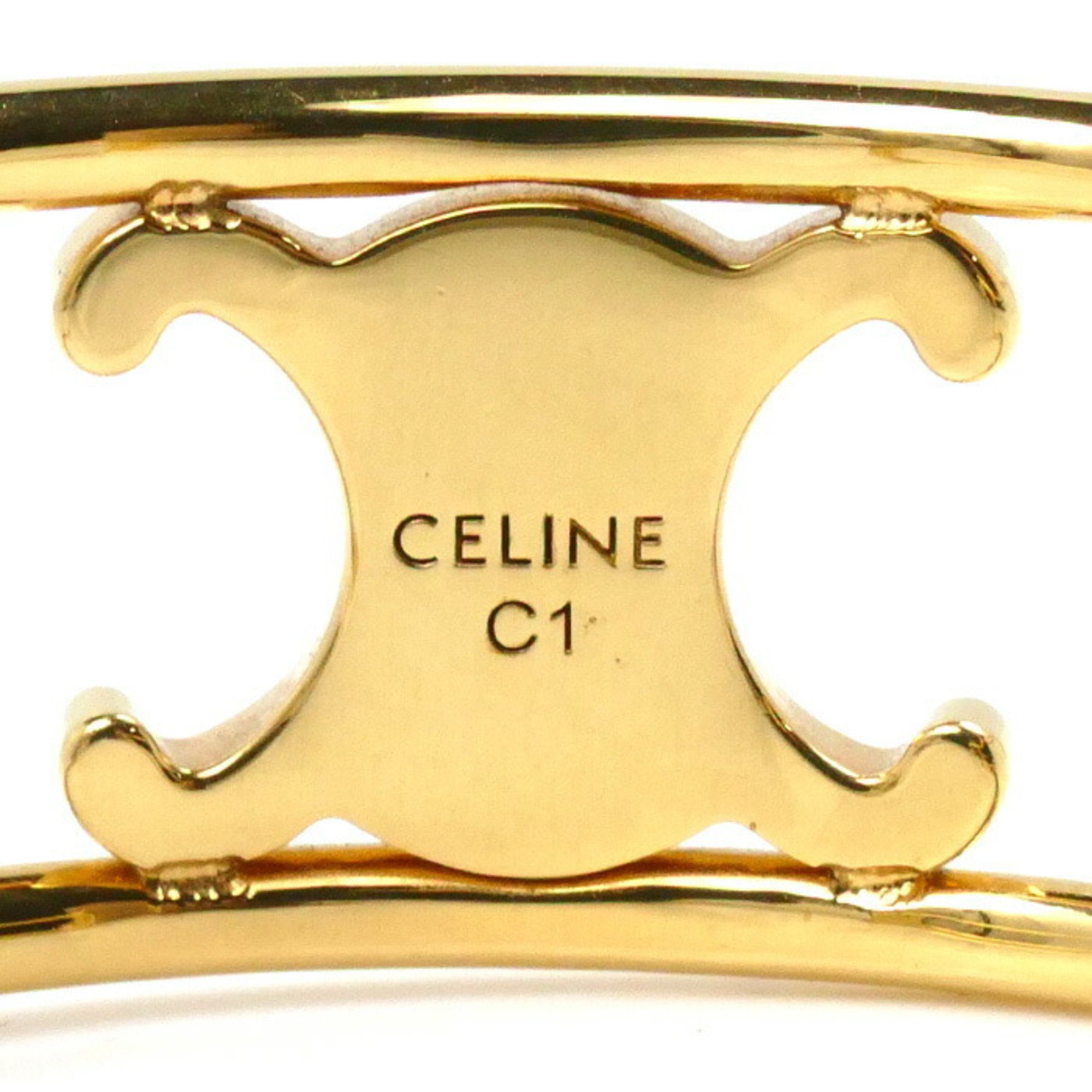 CELINE Metal Maillon Triomphe Cuff Bangle 46S566BRA C1 14.3g Women's