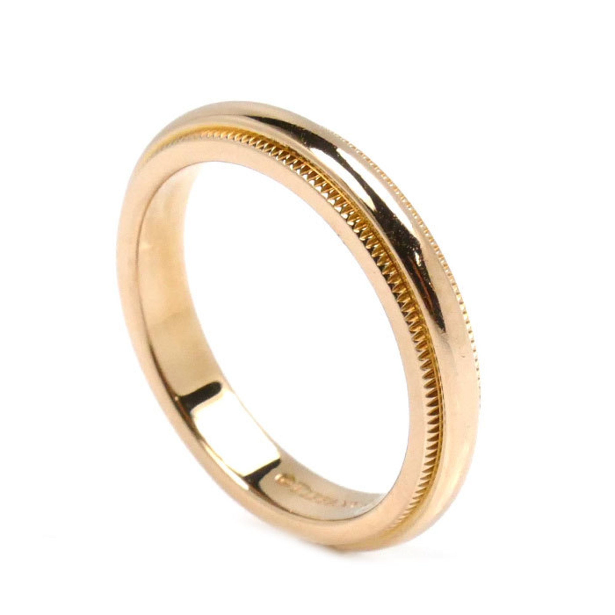 TIFFANY&Co. Tiffany K18PG Pink Gold Milgrain Ring, Size 7.5, 3.9g, Women's