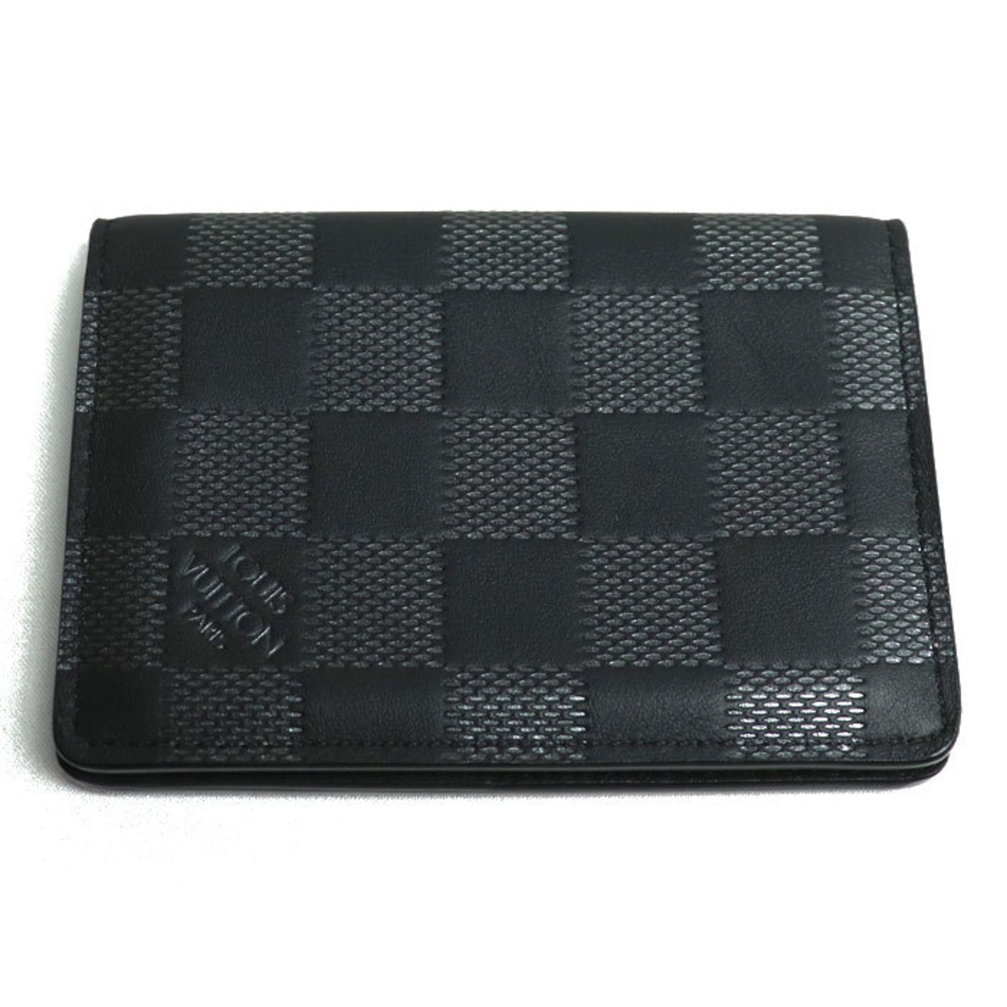 LOUIS VUITTON Louis Vuitton Organizer de Poche Card Case Damier Infini Black Silver N60183 Men's