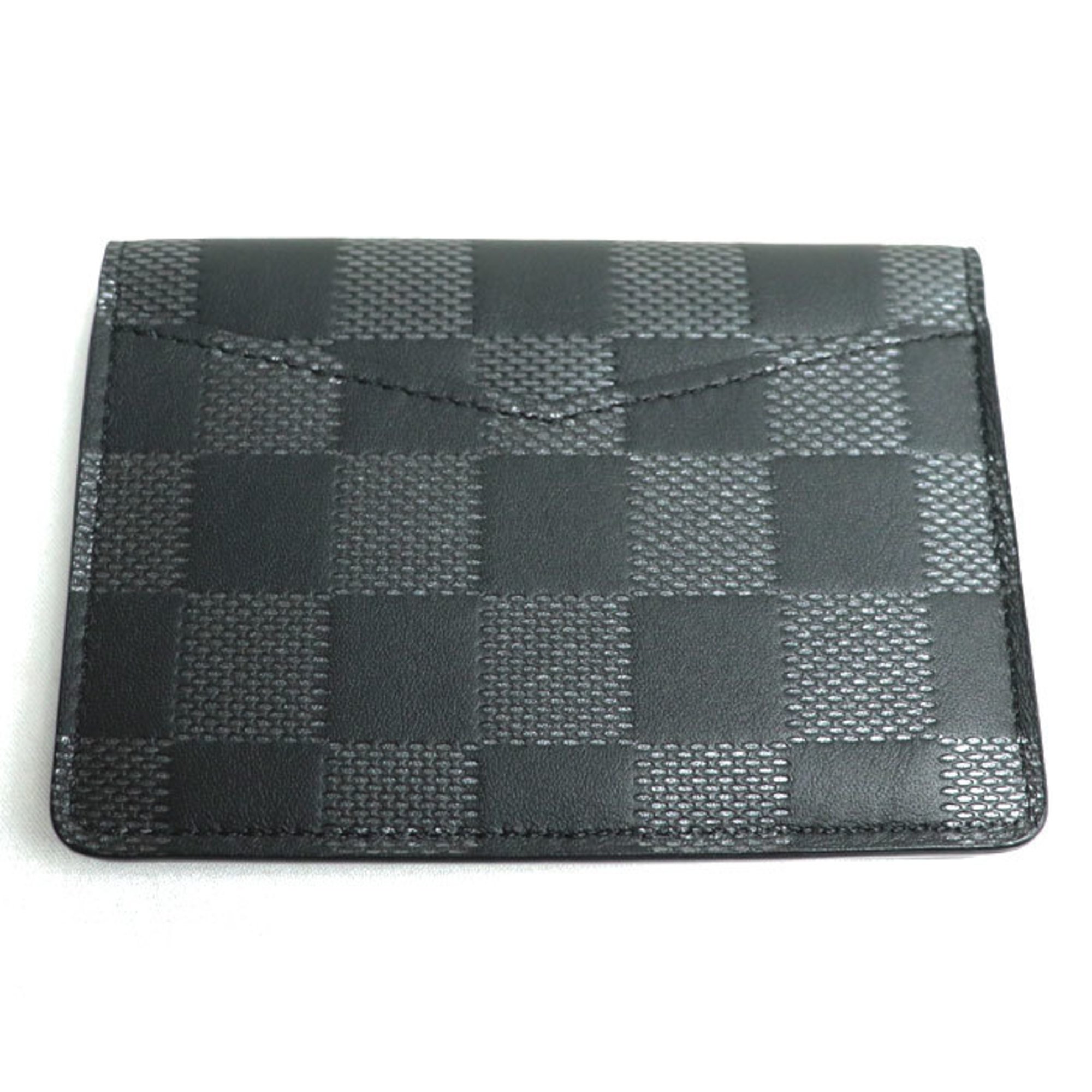 LOUIS VUITTON Louis Vuitton Organizer de Poche Card Case Damier Infini Black Silver N60183 Men's