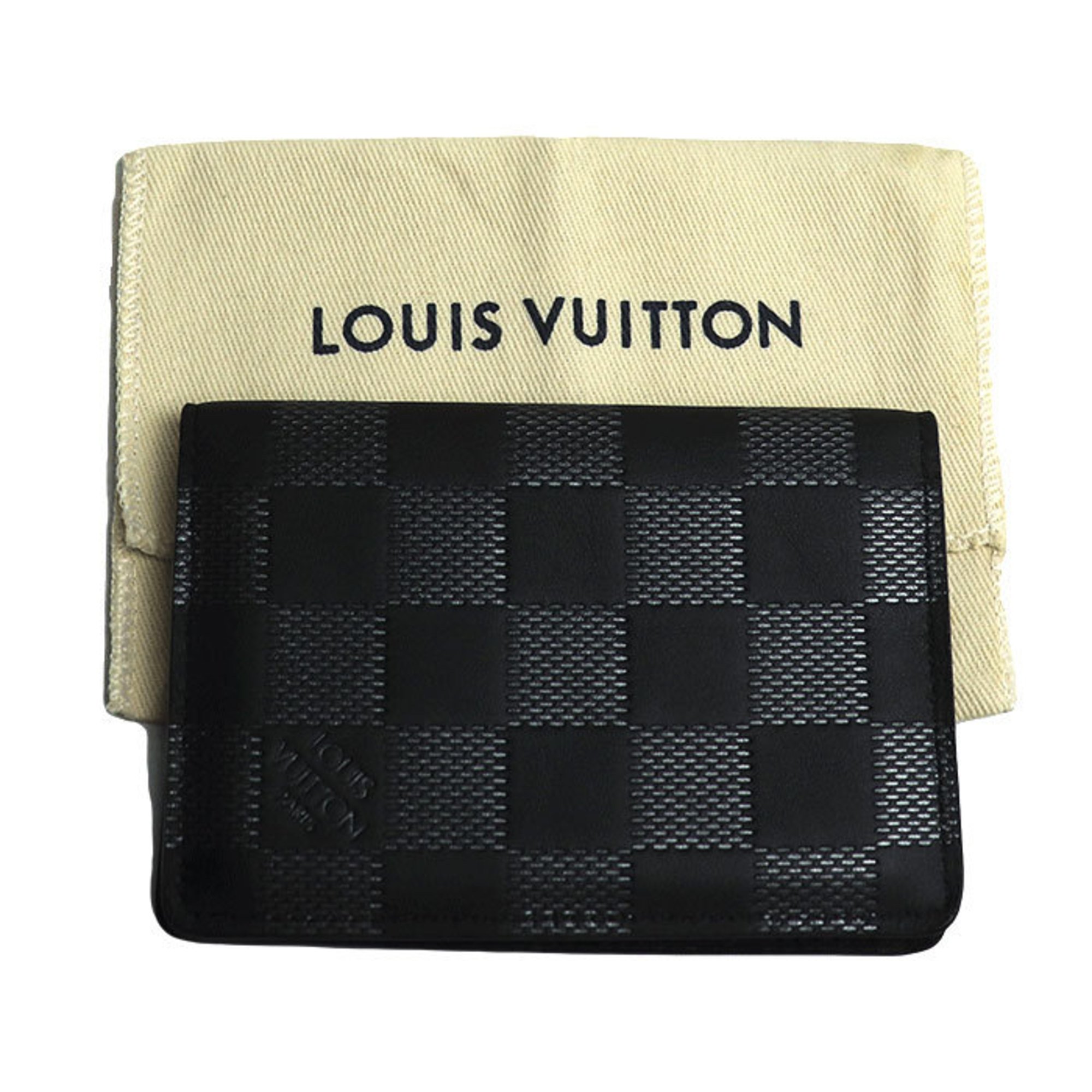 LOUIS VUITTON Louis Vuitton Organizer de Poche Card Case Damier Infini Black Silver N60183 Men's