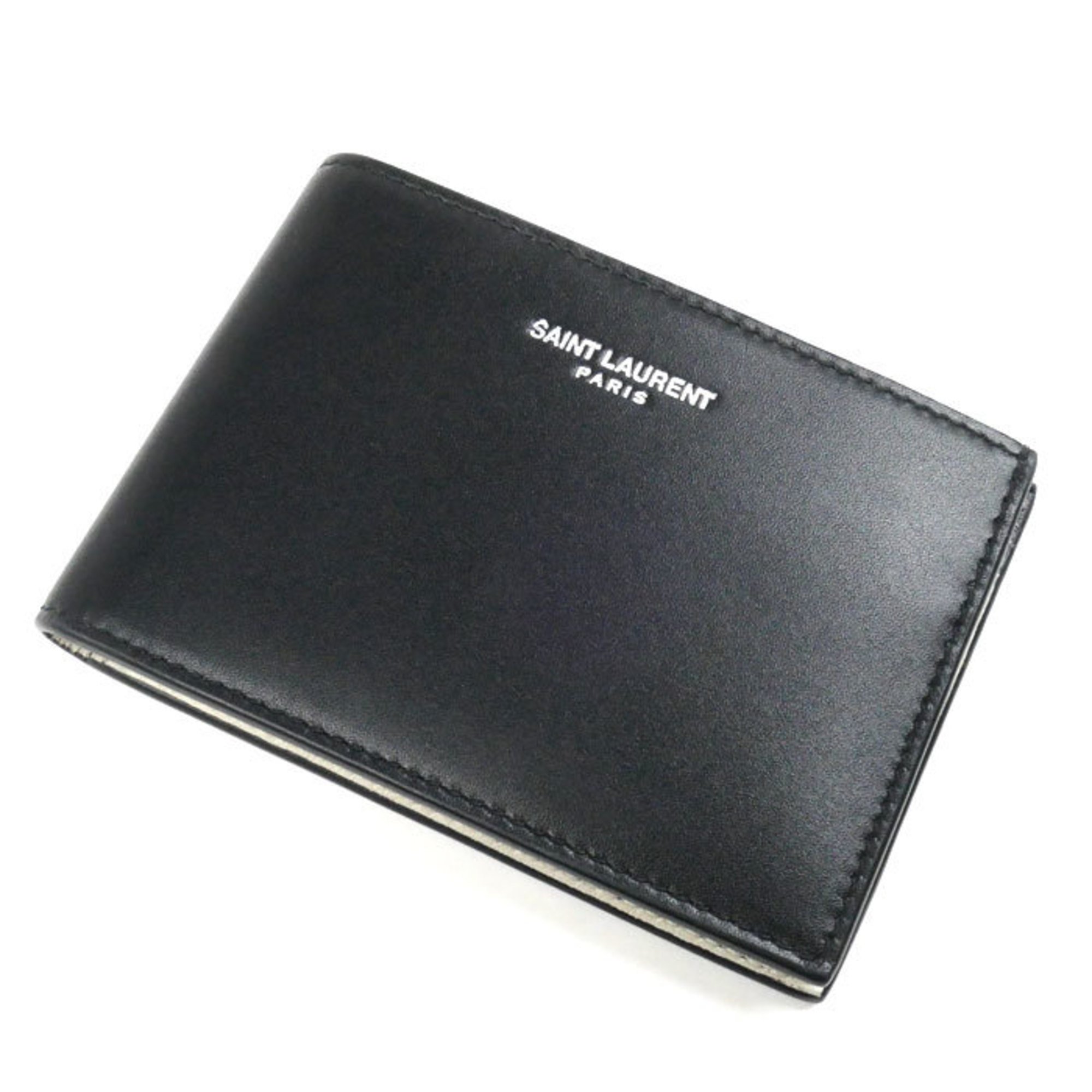 Yves Saint Laurent SAINT LAURENT PARIS Saint Laurent Paris Bi-fold Wallet Black Ivory 779760 Men's